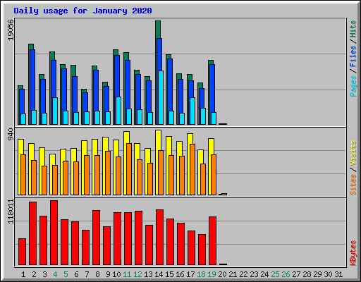 Daily usage for January 2020