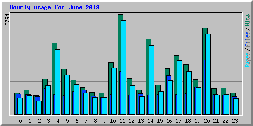 Hourly usage for June 2019